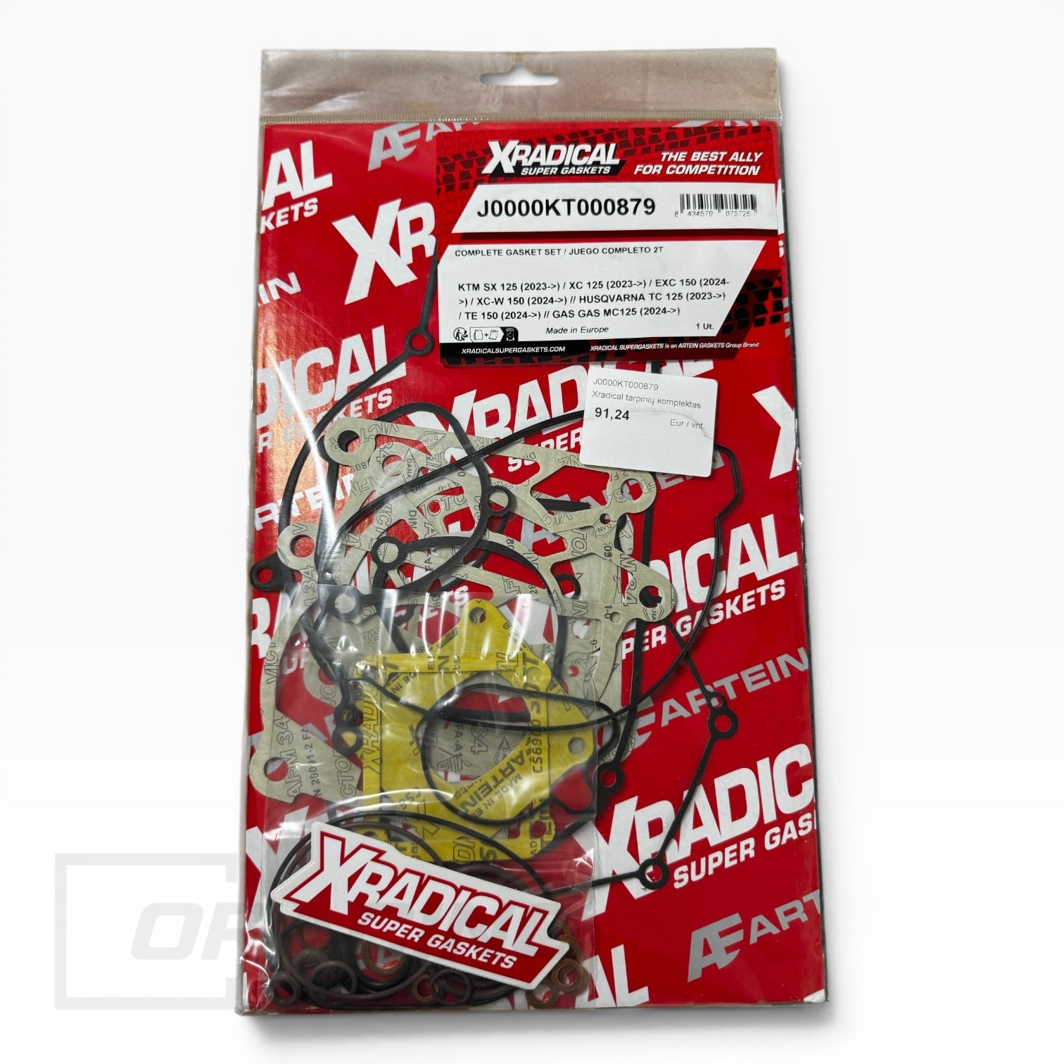 סט אטמים מלא למנוע 125/150 סמ"ק מבית X-RADICAL, מתאים לדגמי KTM, Husqvarna ו-GasGas מהשנים 2023-2024 ומעלה (מק"ט J0000KT000879)