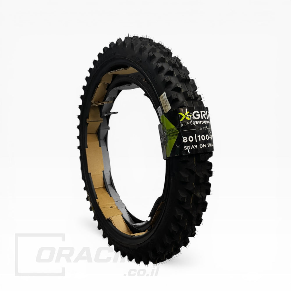 צמיג קדמי X-GRIP דגם SuperEnduro במידה 80/100-21 ותרכובת Soft